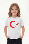 Tekli Atatürk, Kocatepe ve Bayrak Baskı Temalı Kısa Kollu Unisex Çocuk Tişört
