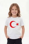 Tekli Atatürk, Kocatepe ve Bayrak Baskı Temalı Kısa Kollu Unisex Çocuk Tişört