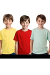 Unisex 3 lü Çocuk Düz Basic Kısa Kollu T-Shirt
