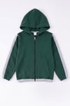Unisex Çocuk 3'lü Şerit Detaylı Kapüşonlu Fermuarlı Sweatshirt Seti