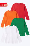 Unisex Çocuk 4'lü Basic Düz Renk Uzun Kollu Sweatshirt