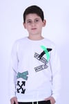 Uzun Kollu Off White X Yazı Baskılı 2 Iplik Erkek Çocuk Sweatshirt
