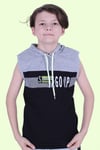Yazı Baskılı Erkek Çocuk Kapüşonlu T-shirt