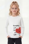 Yuvarlak Yaka Baskı Detaylı Uzun Kollu Kız Çocuk Sweatshirt