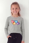 Yuvarlak Yaka Baskı Detaylı Uzun Kollu Kız Çocuk Sweatshirt