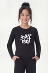 Yuvarlak Yaka Baskı Detaylı Uzun Kollu Kız Çocuk Sweatshirt