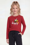 Yuvarlak Yaka Baskı Detaylı Uzun Kollu Kız Çocuk Sweatshirt