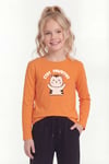 Yuvarlak Yaka Baskı Detaylı Uzun Kollu Kız Çocuk Sweatshirt