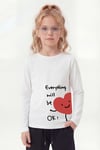 Yuvarlak Yaka Baskı Detaylı Uzun Kollu Kız Çocuk Sweatshirt