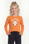 Yuvarlak Yaka Baskı Detaylı Uzun Kollu Kız Çocuk Sweatshirt