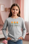 YUVARLAK YAKA ÇİÇEK BASKI DETAYLI KIZ ÇOCUK SWEATSHİRT