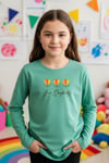 YUVARLAK YAKA ÇİÇEK BASKI DETAYLI KIZ ÇOCUK SWEATSHİRT