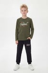 Yuvarlak Yaka Sweatshirt Paça Lastikli Eşofman Alt Baskılı Uzun Kollu Erkek Çocuk Alt Üst Takım