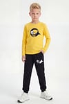 Yuvarlak Yaka Sweatshirt Paça Lastikli Eşofman Alt Baskılı Uzun Kollu Erkek Çocuk Alt Üst Takım