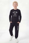 Yuvarlak Yaka Sweatshirt Paça Lastikli Eşofman Alt Baskılı Uzun Kollu Erkek Çocuk Alt Üst Takım