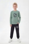 Yuvarlak Yaka Sweatshirt Paça Lastikli Eşofman Alt Baskılı Uzun Kollu Erkek Çocuk Alt Üst Takım