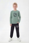 Yuvarlak Yaka Sweatshirt Paça Lastikli Eşofman Alt Baskılı Uzun Kollu Erkek Çocuk Alt Üst Takım
