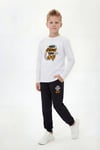 Yuvarlak Yaka Sweatshirt Paça Lastikli Eşofman Alt Baskılı Uzun Kollu Erkek Çocuk Alt Üst Takım