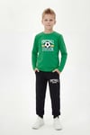 Yuvarlak Yaka Sweatshirt Paça Lastikli Eşofman Alt Baskılı Uzun Kollu Erkek Çocuk Alt Üst Takım