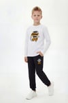 Yuvarlak Yaka Sweatshirt Paça Lastikli Eşofman Alt Baskılı Uzun Kollu Erkek Çocuk Alt Üst Takım