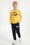 Yuvarlak Yaka Sweatshirt Paça Lastikli Eşofman Alt Baskılı Uzun Kollu Erkek Çocuk Alt Üst Takım