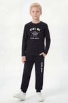 Yuvarlak Yaka Sweatshirt Paça Lastikli Eşofman Alt Baskılı Uzun Kollu Erkek Çocuk Alt Üst Takım