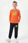 Yuvarlak Yaka Sweatshirt Paça Lastikli Eşofman Alt Baskılı Uzun Kollu Erkek Çocuk Alt Üst Takım