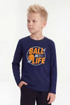 Yuvarlak Yaka Uzun Kollu Baskı Detaylı Erkek Çocuk Sweatshirt