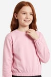 Yuvarlak Yakalı Beli Lastikli Kısa Bel Kız Çocuk Sweatshirt