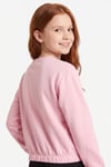 Yuvarlak Yakalı Beli Lastikli Kısa Bel Kız Çocuk Sweatshirt