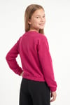 Yuvarlak Yakalı Beli Lastikli Kısa Bel Kız Çocuk Sweatshirt