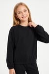 Yuvarlak Yakalı Beli Lastikli Kısa Bel Kız Çocuk Sweatshirt