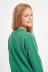 Yuvarlak Yakalı Beli Lastikli Kısa Bel Kız Çocuk Sweatshirt