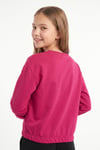 Yuvarlak Yakalı Beli Lastikli Kısa Bel Kız Çocuk Sweatshirt