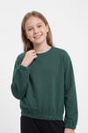Yuvarlak Yakalı Beli Lastikli Kısa Bel Kız Çocuk Sweatshirt