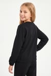 Yuvarlak Yakalı Beli Lastikli Kısa Bel Kız Çocuk Sweatshirt