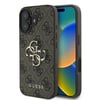 Apple iPhone 16 Kılıf Guess Orjinal Lisanslı PU Deri 4G Desenli Metal Büyük 4G ve Yazı Logolu Kapak GUHCP16S4GMGBR 