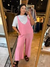 Büyük Beden Ayrobin Salopet Kadın Tulum - Pembe 