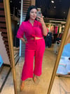 Büyük Beden Fisto Kumaş Kadın İkili Takım - Pembe 