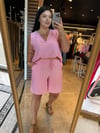 Büyük Beden Kalın Askılı Şortlu Kadın İkili Takım - Pembe 