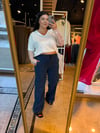 Büyük Beden Tensel Kumaş Bel Lastikli Kadın Palazzo Jean - Mavi 