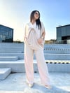 Kristal Taş Detay Oversize Premium Kalite İkili Takım - Krem 