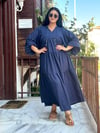 Maxi Boy Rahat Kalıp Elbise - Lacivert 