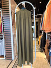 Oversize Ahşap Düğme Detay Maxi Boy Elbise - Haki 