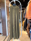 Oversize Ahşap Düğme Detay Maxi Boy Elbise - Haki 