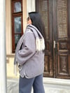 Oversize Atkılı Marka Model Kadın Kaşe Hırka - Gri 