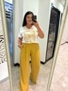 Oversize Ayrobin Kumaş Camel Pantolonlu Kadın İkili Takım - Camel