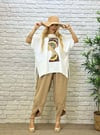 Oversize Ayrobin Kumaş Paça Detaylı Kadın İkili takım - Camel 