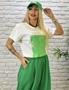 Oversize Ayrobin Kumaş Romance Desenli Kadın İkili takım - Yeşil 