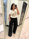 Oversize Ayrobin Kumaş Siyah Pantolonlu Kadın İkili Takım - Siyah 